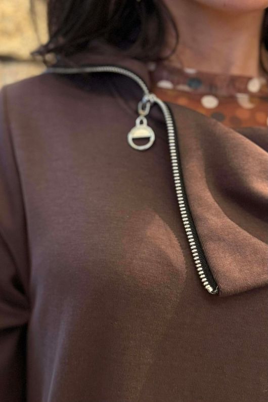 Sola Smart Tech Zip Cowl Dress Chocolate